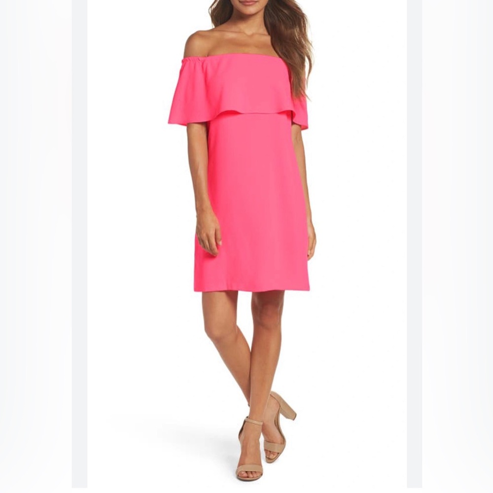 Charles Henry Pink Off Shoulder Dress Medium Ruffle Cocktail Party Barbiecore